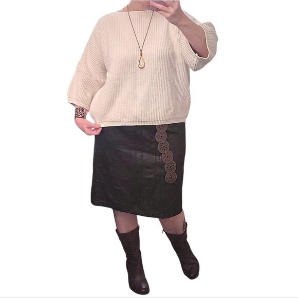 VTG San Miguel White Cable Knit 100% Cotton Oversized Sweater Medium - Picture 6 of 15